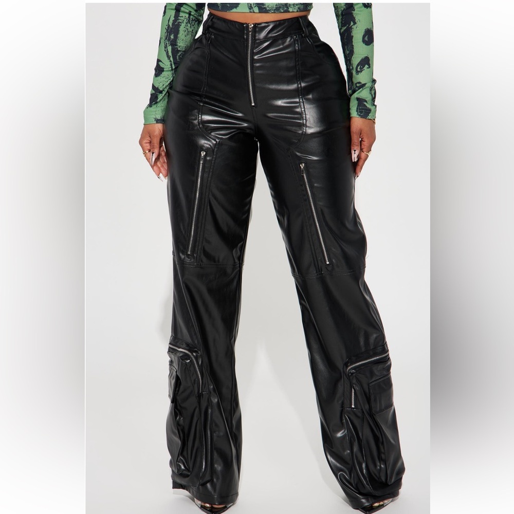 Fashion nova leather zip up pants